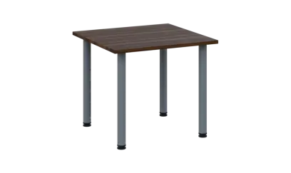 CRTR 80 jídelní stůl, kovová podnož stříbrná, deska 25 mm, 800x800 mm, ořech královský